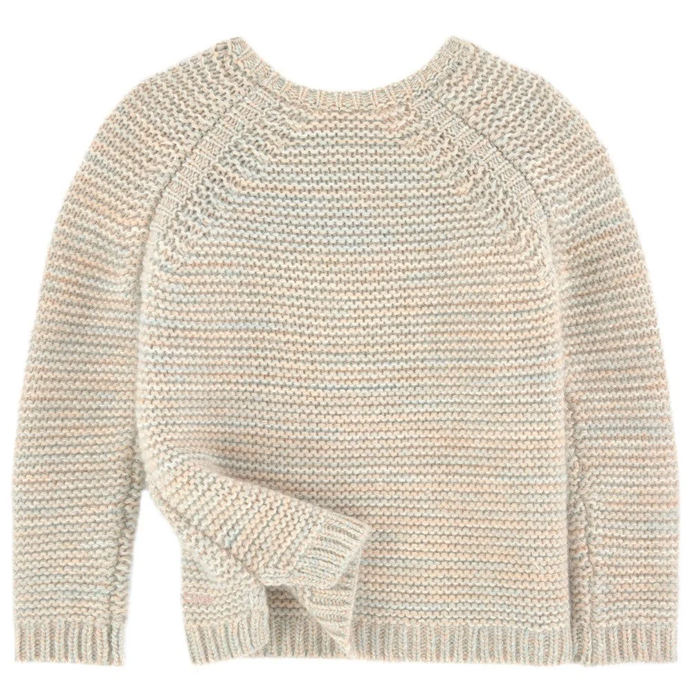Chloé Beige Wool Knit Sweater with Fringe Accent